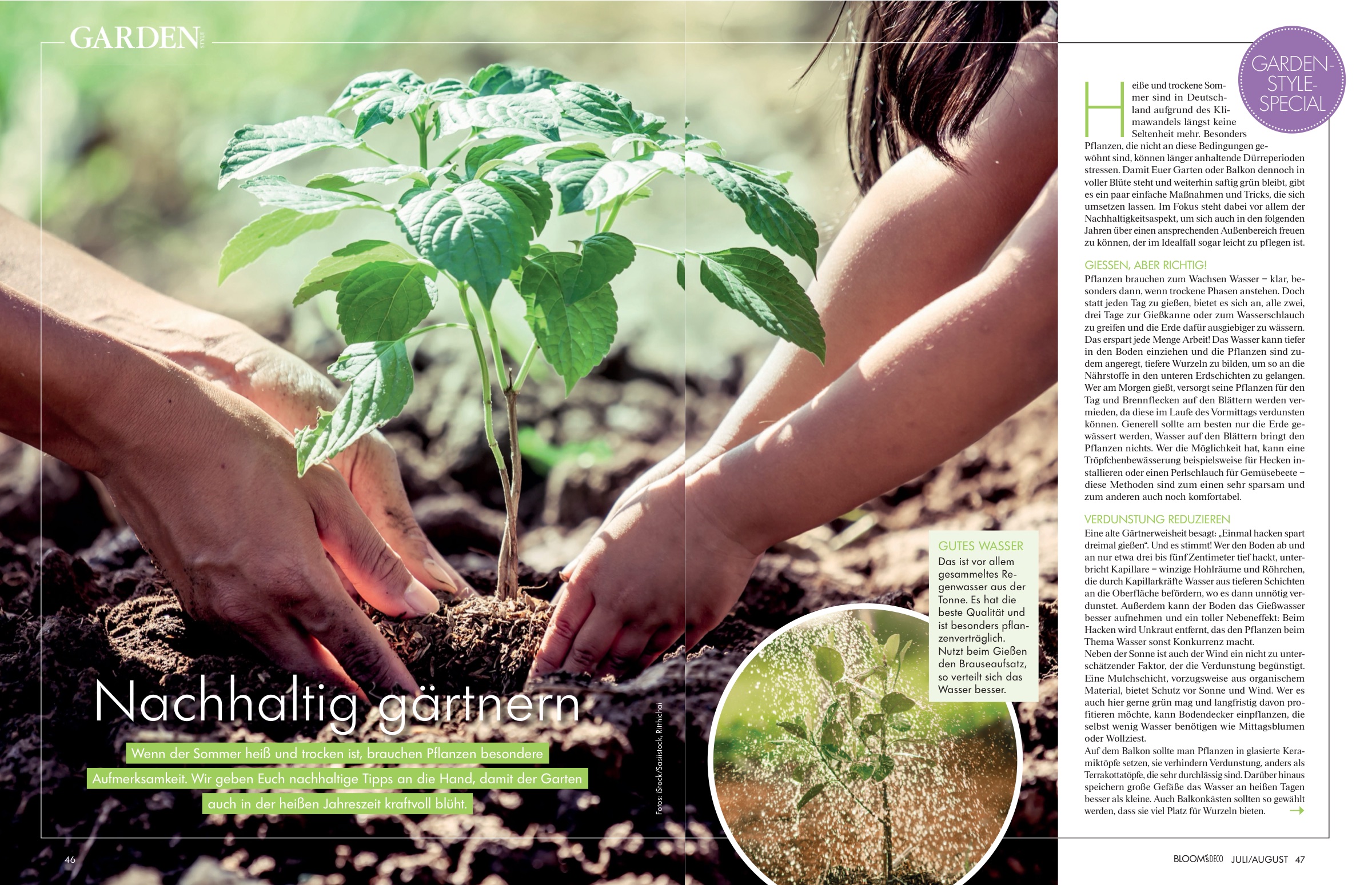Heft-Doppelseite: „Nachhaltig gärtnern“ — Garden Style Special